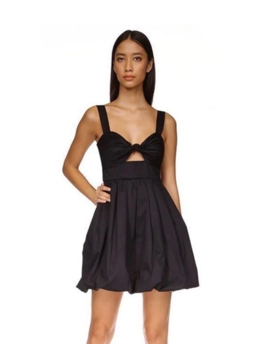 Black Tie-Front Mini Dress